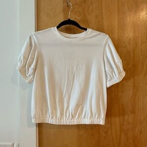 a new day White Puff Sleeve Crewneck Top